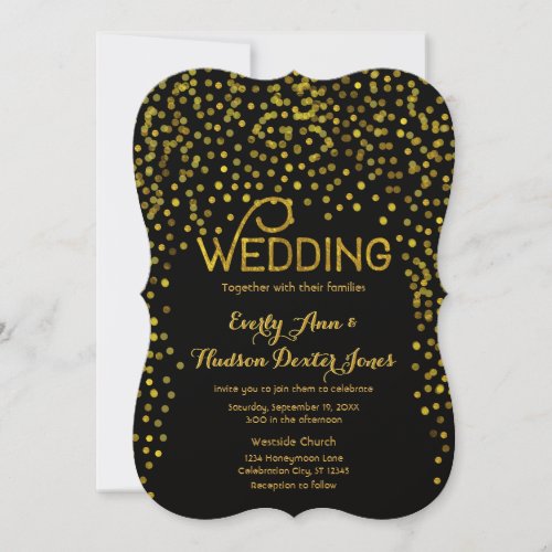 Gold Vintage Modern Typography Wedding Invitation
