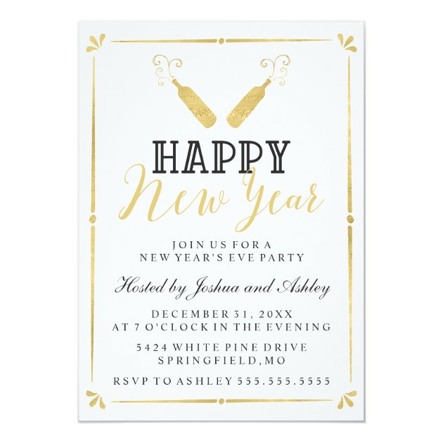 Gold Vintage New Year's Eve Party Invitation