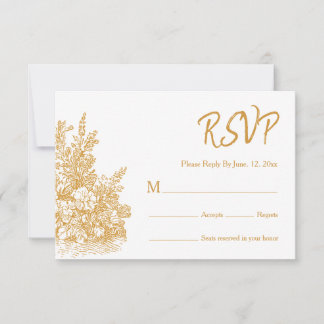 Gold Vintage Ornate Border Wedding RSVP Card