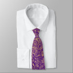 Gold Vintage Paisley Custom Purple Background Neck Tie<br><div class="desc">Yellow gold tones vintage floral paisley seamless pattern on a purple customizable background color.</div>