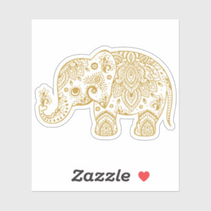 Gold vintage paisley elephant sticker