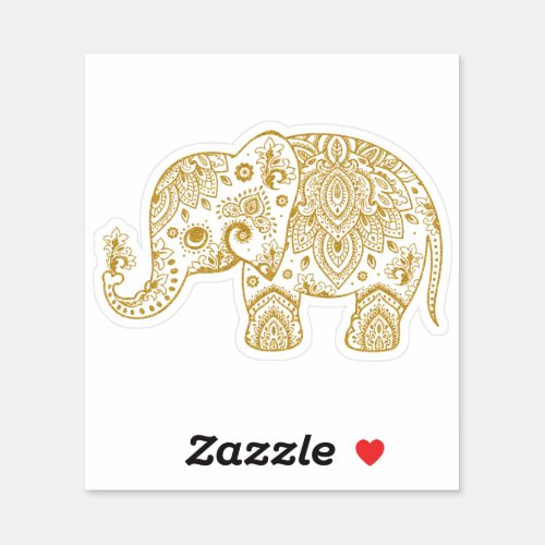 Gold vintage paisley elephant sticker