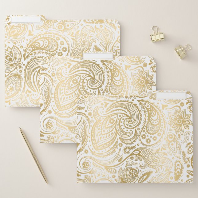 Gold vintage paisley pattern file folder (Set)