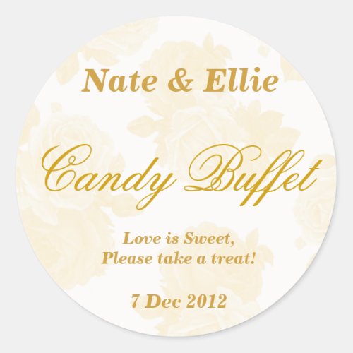 Gold Vintage Rose Candy Buffet Sticker