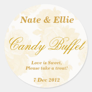 Gold Vintage Rose Candy Buffet Sticker