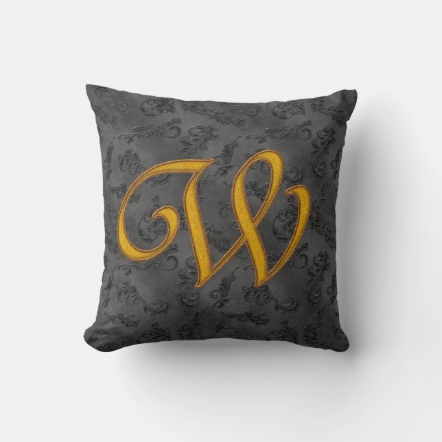 Gold Vintage Rose W Throw Pillow (Front)