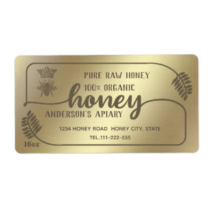 Gold vintage rustic calligraphy honey branch label