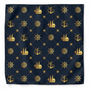 Gold Vintage Sailor Ship Bandana