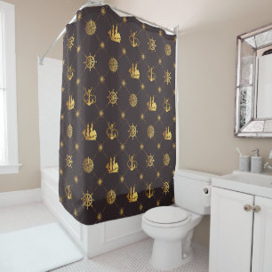 Gold Vintage Sailor Shower Curtain