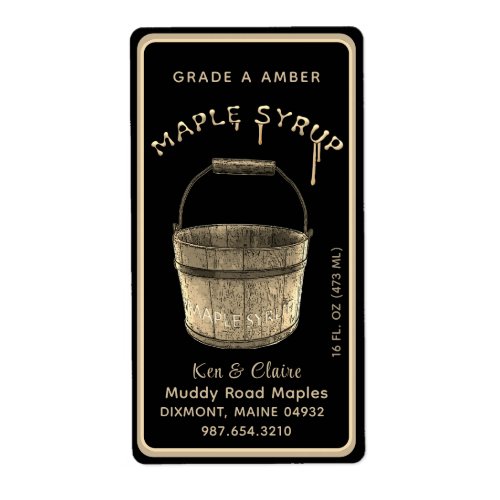 Gold Vintage Sap Bucket Maple Syrup with Drips     Label