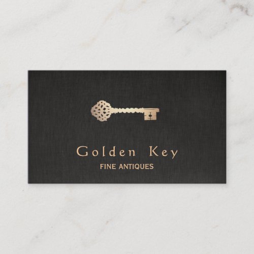 Gold Vintage Skeleton Key Antique Furniture Dealer Business Card