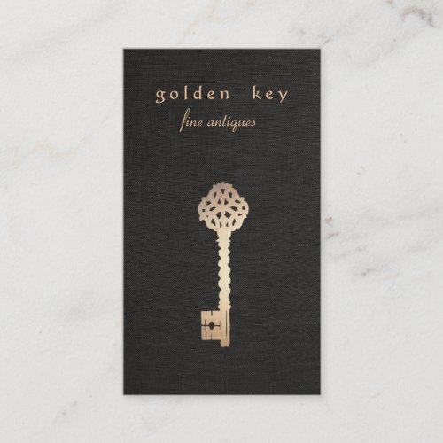 Gold Vintage Skeleton Key Antique Furniture Dealer Business Card