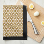 Gold Vintage Starburst Pattern | Black Kitchen Towel<br><div class="desc">This simple geometric patterned kitchen towel features a simple clean mid-century modern inspired gold starburst pattern. A geometric starburst pattern of sparkly gold and copper stars, trimmed in black. Each starburst features a light golden star overlapping with a larger sparkly copper starburst to create a white circle in the center,...</div>
