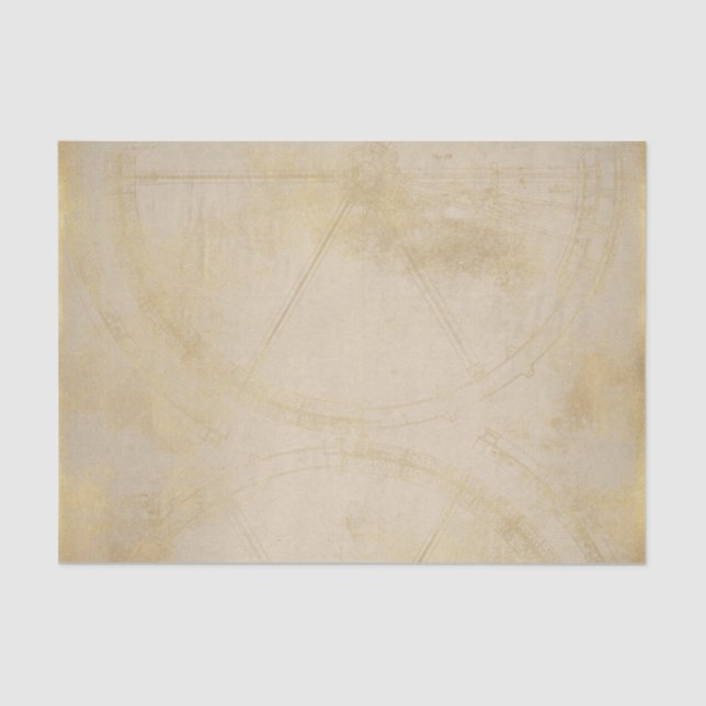 Gold Vintage Steampunk Gears Tissue Paper (Front)