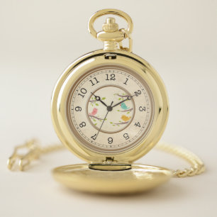 Gold Vintage Style Cat and Mouse Pocket Watch