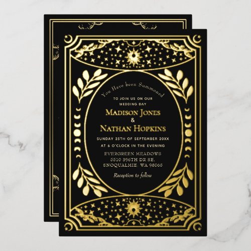 Gold Vintage Tarot Gothic Wedding Foil Invitation