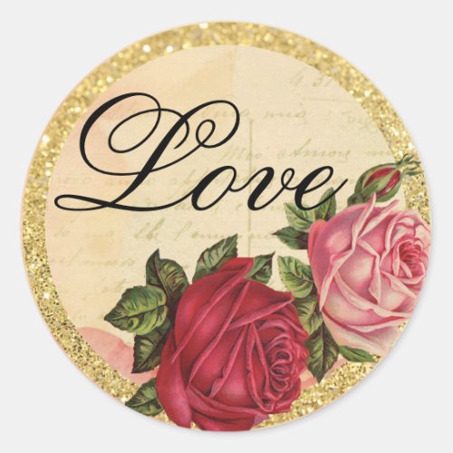 Gold Vintage Victorian Love Roses Envelope Seal