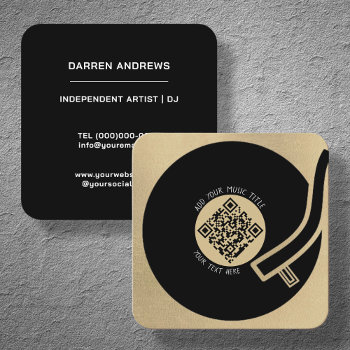 Gold Vinyl Lp | Music Qr Code Square Business Card by PeonyDesigns at Zazzle