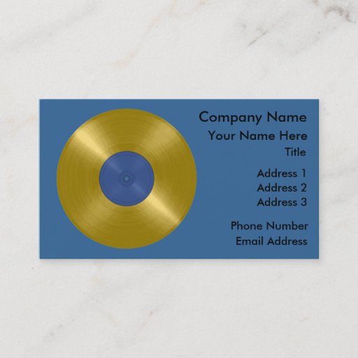 Customizable Gold Record with Blue Label Business Cards
