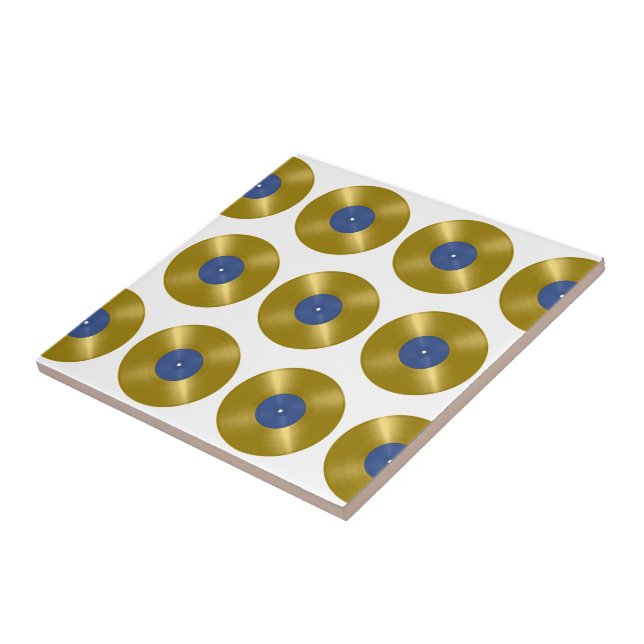 Gold Vinyl Record Album Ceramic Tile (Side)