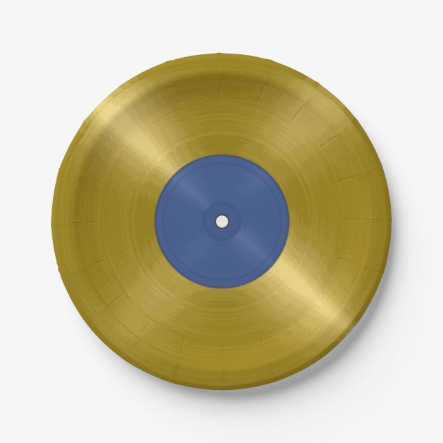 Gold Vinyl Record Album Paper Plates (Front)