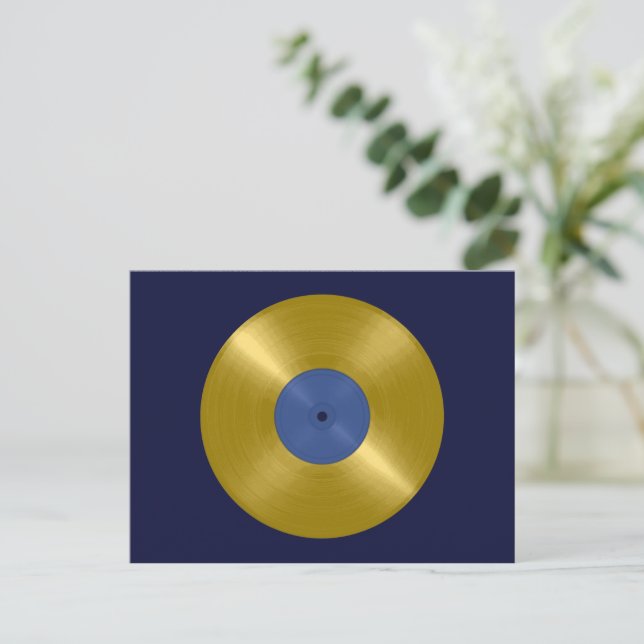 Gold Vinyl Record Album Postcard (Standing Front)