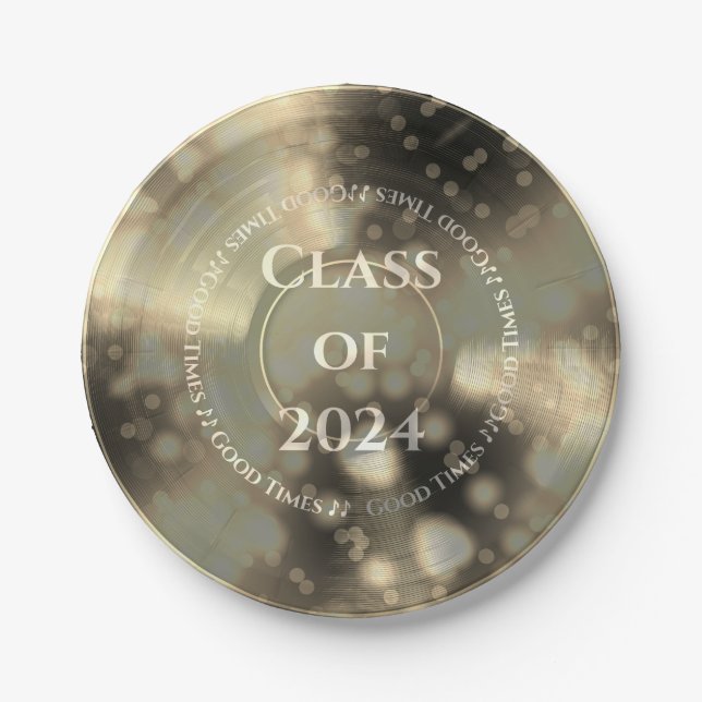 Gold Vinyl Record Class of Paper Plates (Front)