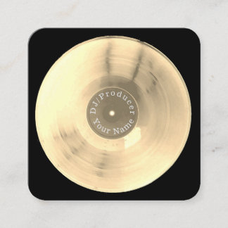 Gold vinyl record disc dj production square business card