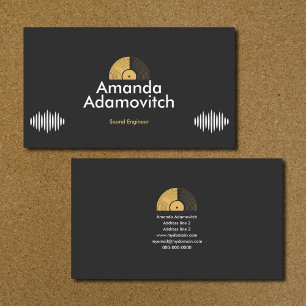 Gold Vinyl Record & Sound Waves Business Card