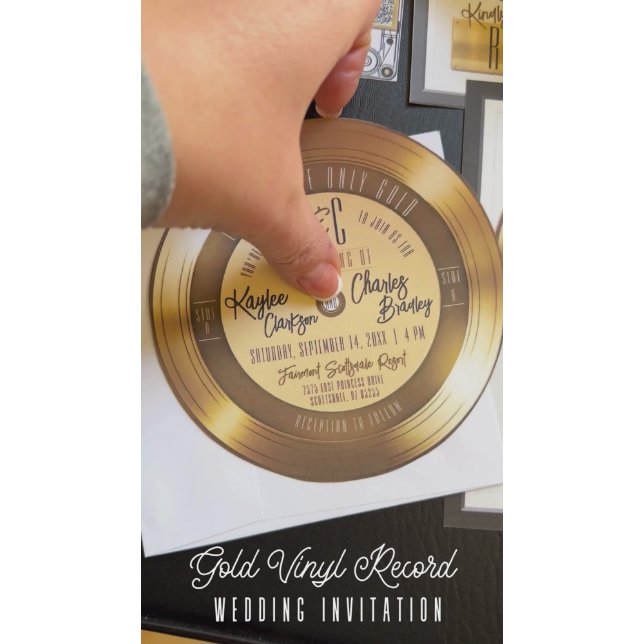 Gold Vinyl Record Unique Vintage Music Wedding Invitation | Zazzle