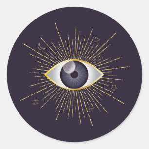 Gold & Violet Mystic Evil Eye Nazar Mati Classic Round Sticker