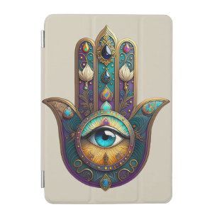 Gold Violet Teal Hamsa w/ Turquoise Third Eye iPad Mini Cover