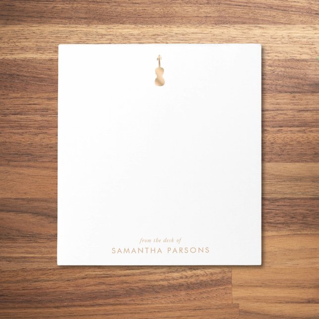 Gold Violin Simple Elegant Music Teacher Notepad (Creator Uploaded)