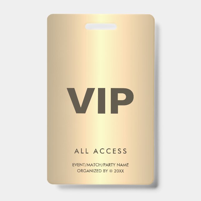  Gold VIP All Access Event Concert Match Party QR Badge (Front)