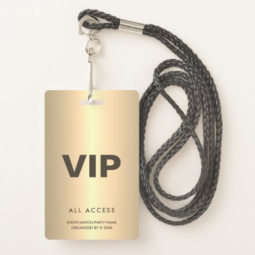  Gold VIP All Access Event Concert Match Party QR Badge