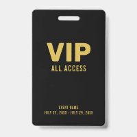Gold VIP All Access Pass Event ID Badge