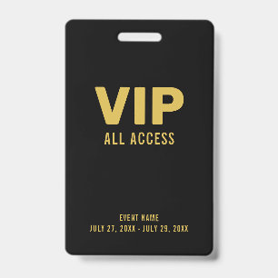 Gold VIP All Access Pass Event ID Badge