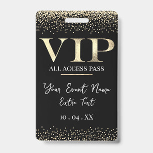 Gold VIP on Black Event or Party Badge