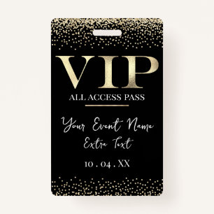 Gold VIP on Black Event or Party Badge