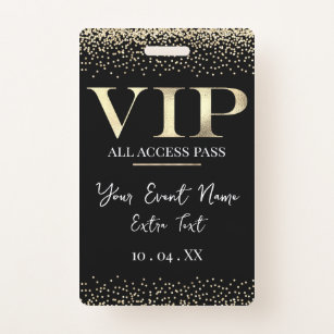 Gold VIP on Black Event or Party Badge