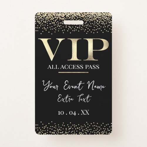 Gold VIP on Black Event or Party Badge