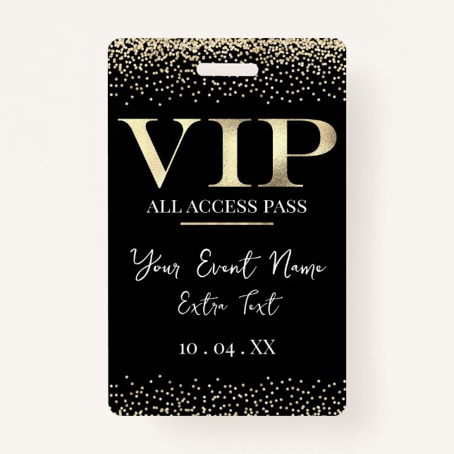 Gold VIP on Black Event or Party Badge (Front)