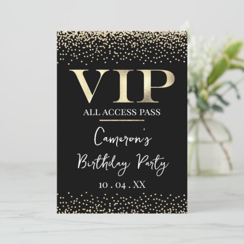 Gold VIP on Black Event or Party Invitation