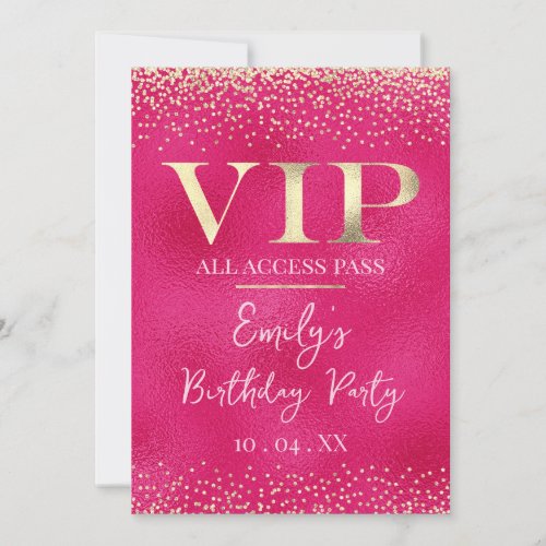 Gold VIP on Hot Pink Event or Party Invitation