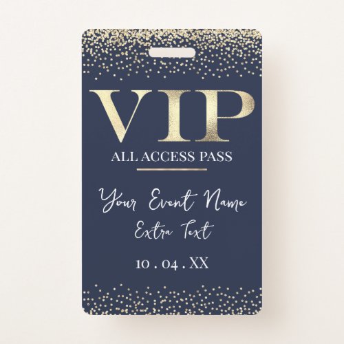 Gold VIP on Navy Blue Event or Party Badge