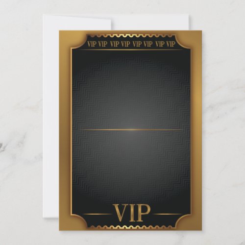 GOLD VIP TICKET PASS Blank Birthday Invitation
