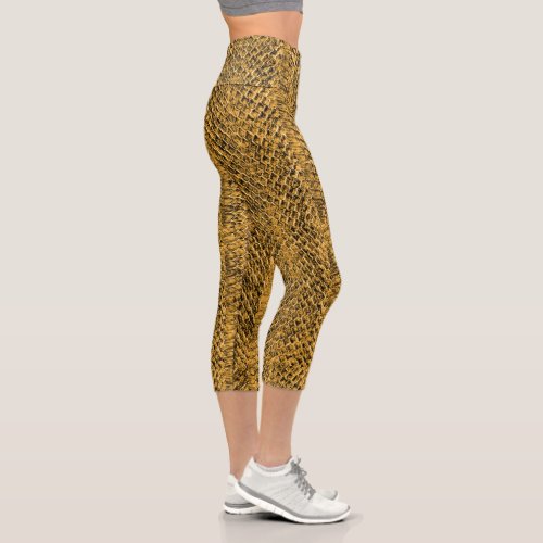 Gold Viper Snakeskin Capri Leggings