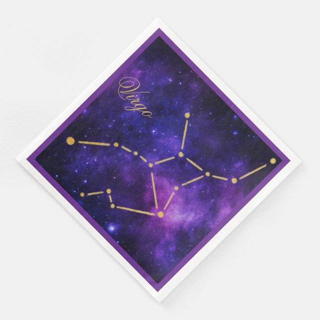 Gold Virgo Constellation on Dark Galaxy | Paper Dinner Napkins (Corner)