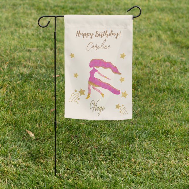 Gold Virgo Zodiac Birthday  Garden Flag (In SItu)