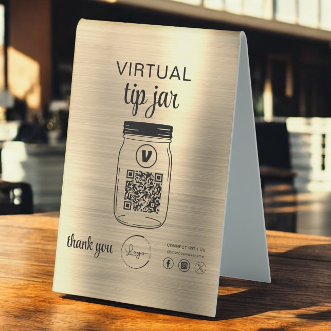 Gold Virtual Tip Jar QR Code Logo  Table Tent (Creator Uploaded)
